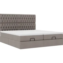 vidaXL Camas Y Accesorios-Estructura de cama otomana colchones tela gris pardo 160x200cm