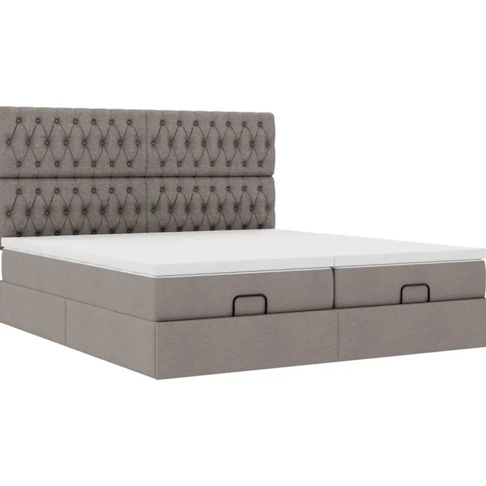 vidaXL Camas Y Accesorios-Estructura de cama otomana colchones tela gris pardo 160x200cm
