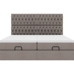 vidaXL Camas Y Accesorios-Estructura de cama otomana colchones tela gris pardo 160x200cm