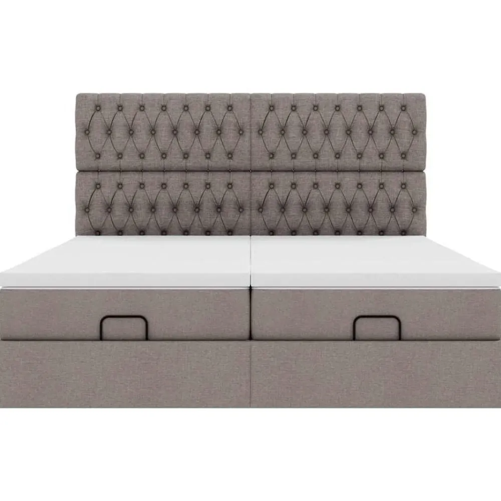 vidaXL Camas Y Accesorios-Estructura de cama otomana colchones tela gris pardo 160x200cm