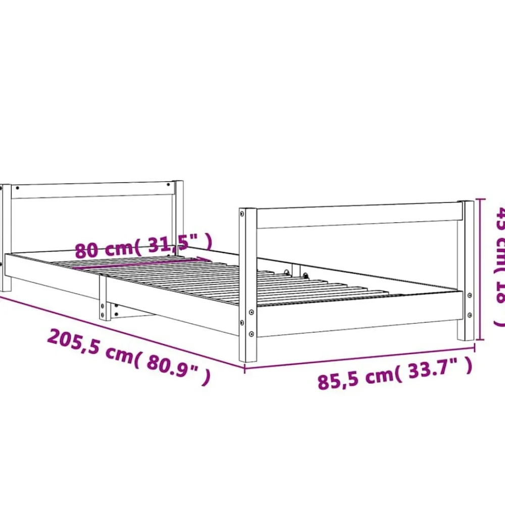 vidaXL Estructura de cama para niños madera maciza de pino 80x200 cm Natural Outlet