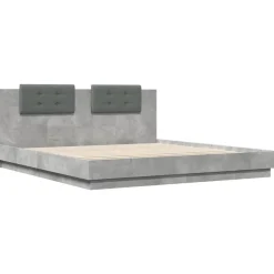 vidaXL Estructura de cama cabecero luces LED gris hormigón 200x200 cm Gris hormigón Hot