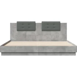 vidaXL Estructura de cama cabecero luces LED gris hormigón 200x200 cm Gris hormigón Hot