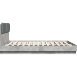 vidaXL Estructura de cama cabecero luces LED gris hormigón 200x200 cm Gris hormigón Hot