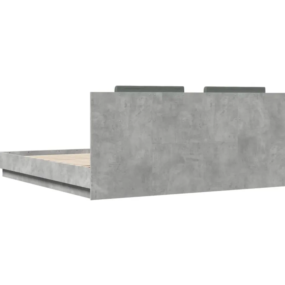 vidaXL Estructura de cama cabecero luces LED gris hormigón 200x200 cm Gris hormigón Hot
