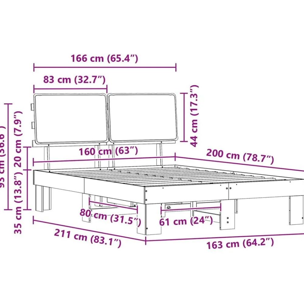 vidaXL Estructura de Cama con Cabecera Tapizada Gris Claro Gris claro y natural Clearance