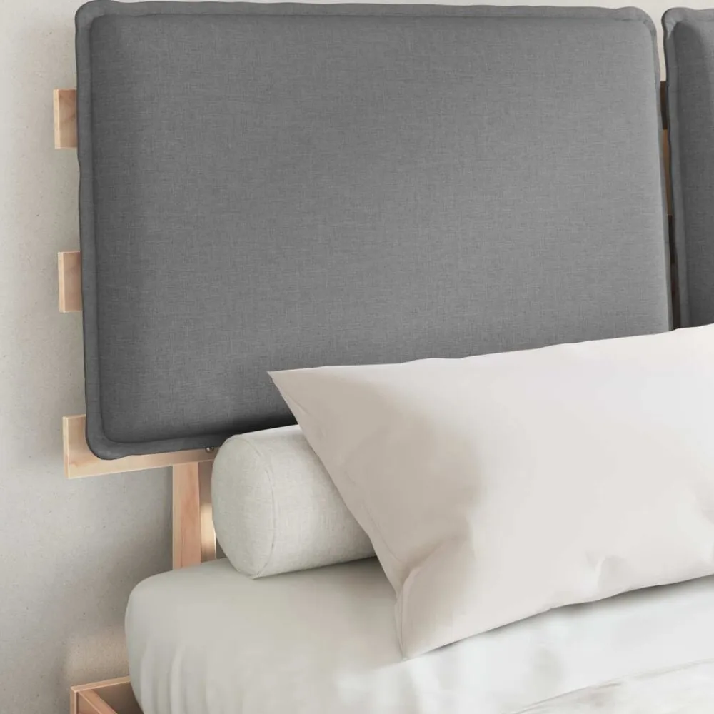 vidaXL Estructura de Cama con Cabecera Tapizada Gris Claro Gris claro y natural Clearance