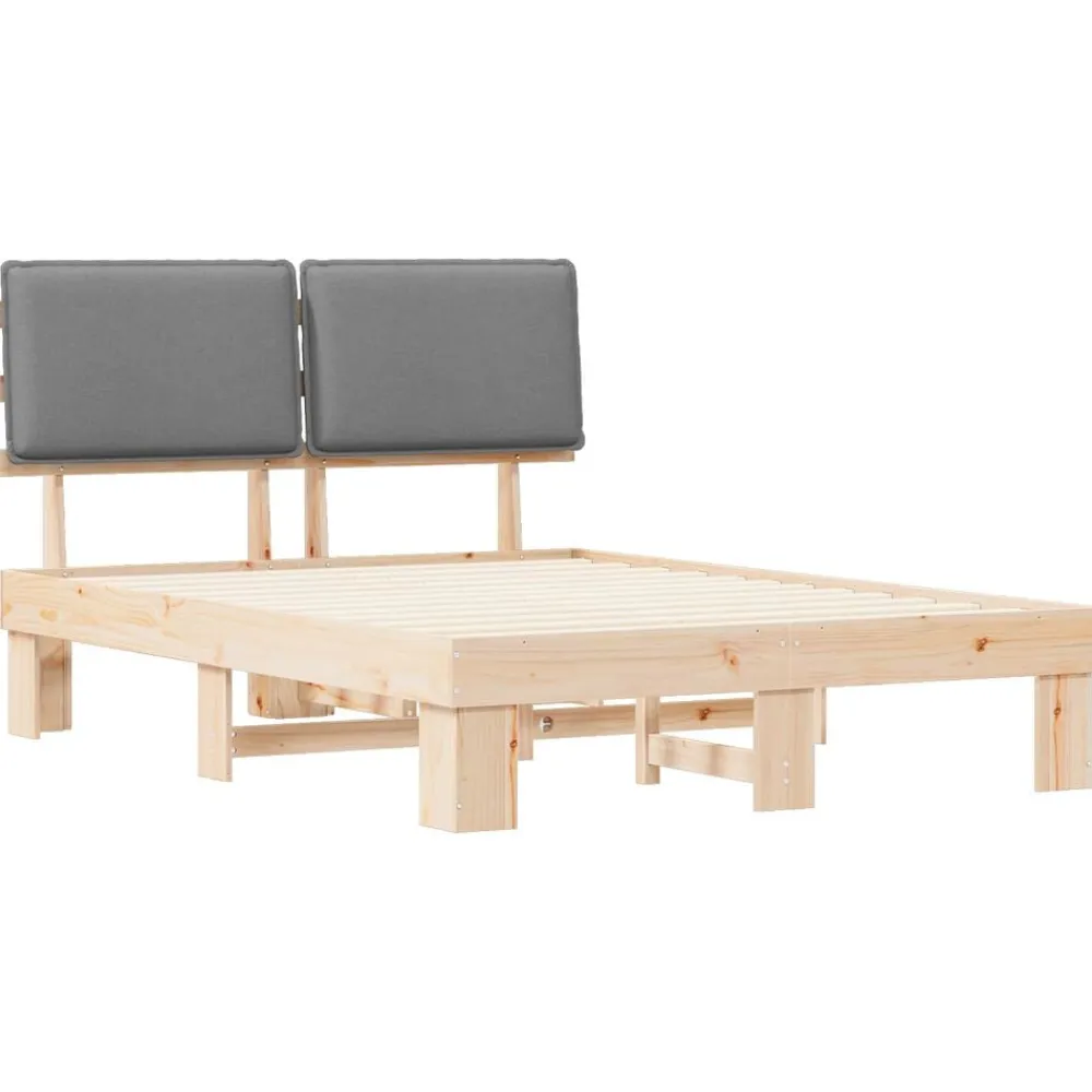 vidaXL Estructura de Cama con Cabecera Tapizada Gris Claro Gris claro y natural Clearance
