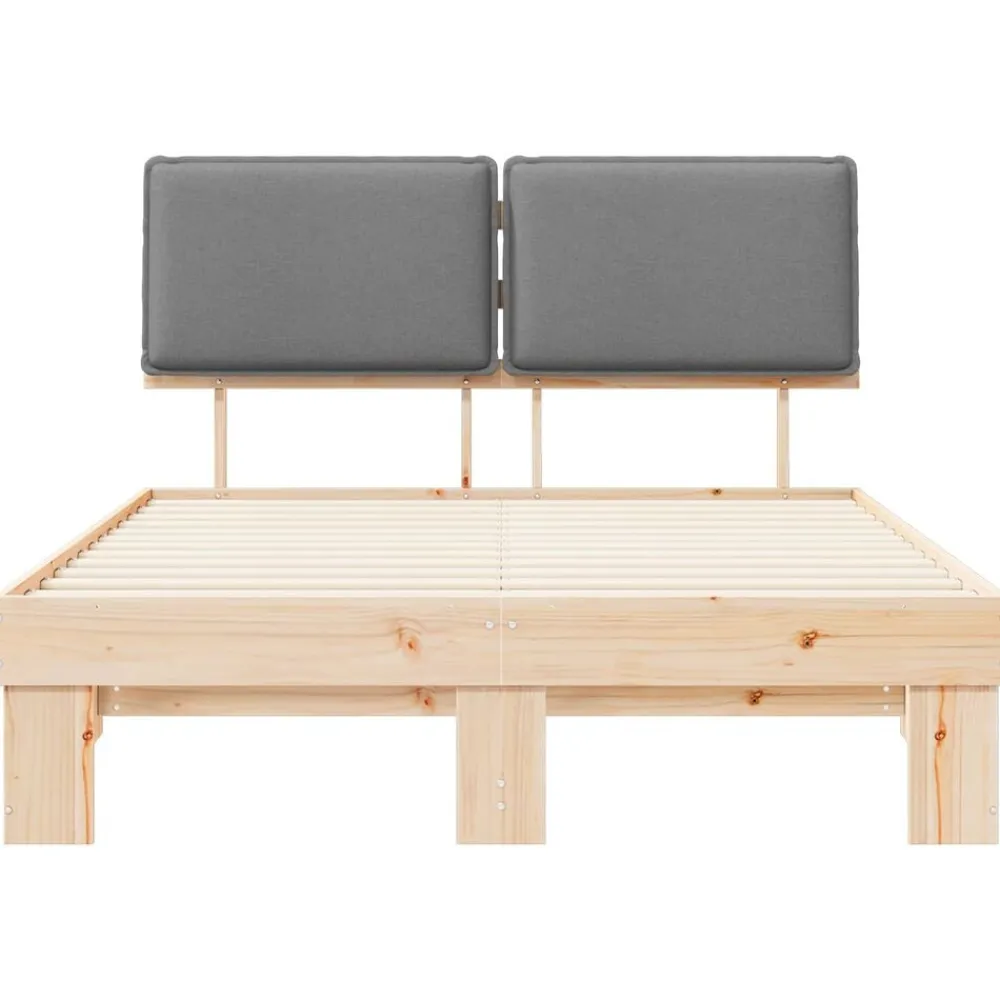 vidaXL Estructura de Cama con Cabecera Tapizada Gris Claro Gris claro y natural Clearance