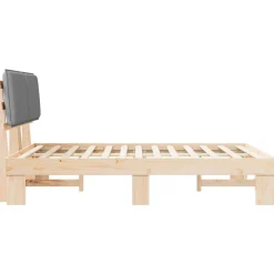 vidaXL Estructura de Cama con Cabecera Tapizada Gris Claro Gris claro y natural Clearance