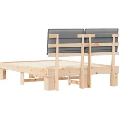 vidaXL Estructura de Cama con Cabecera Tapizada Gris Claro Gris claro y natural Clearance