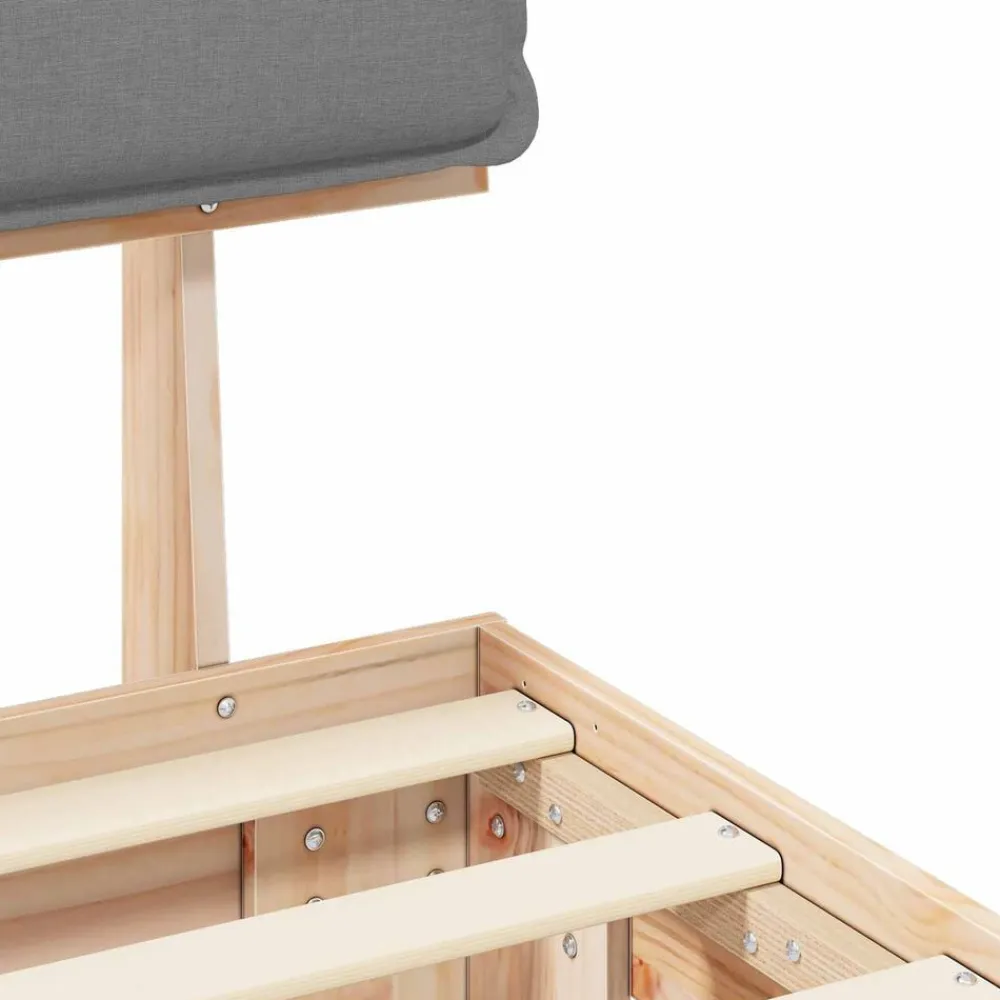 vidaXL Estructura de Cama con Cabecera Tapizada Gris Claro Gris claro y natural Clearance