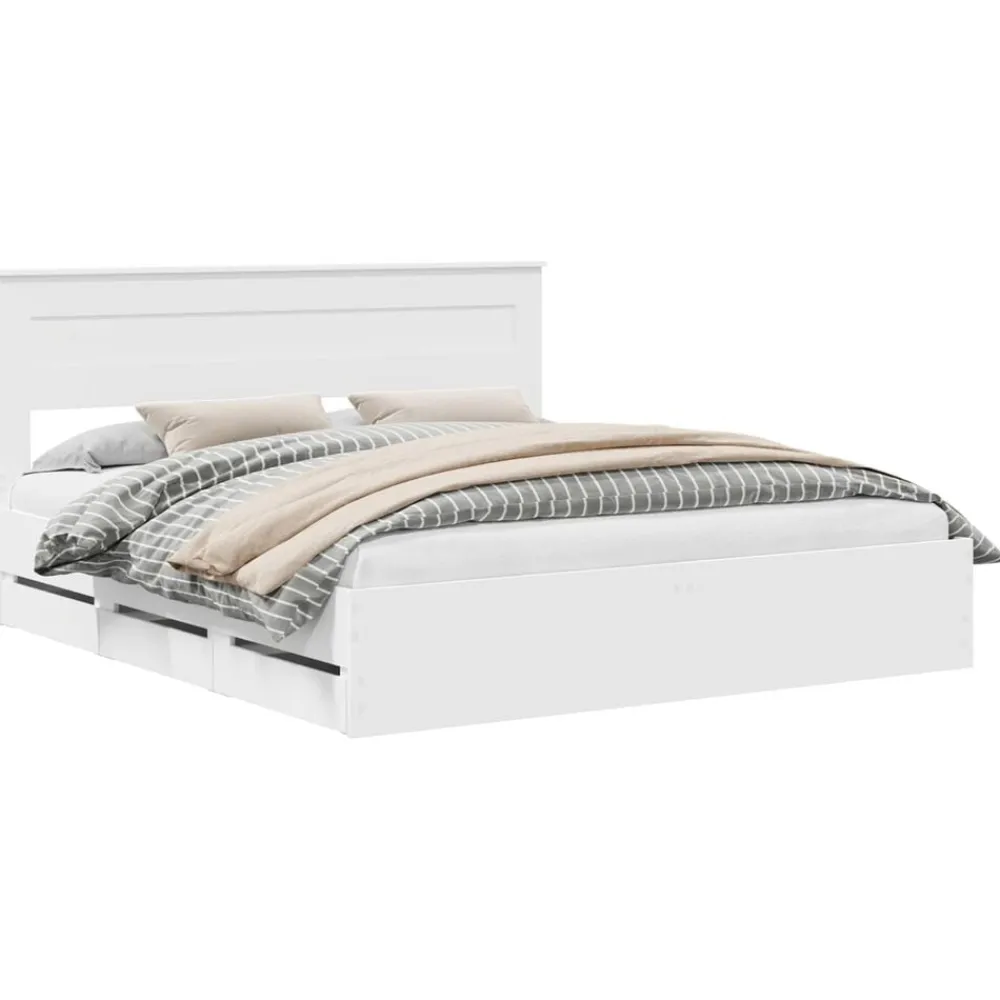 vidaXL Conjuntos De Muebles-Estructura de cama con cajón 200 x 200 cm Madera Ingenieril
