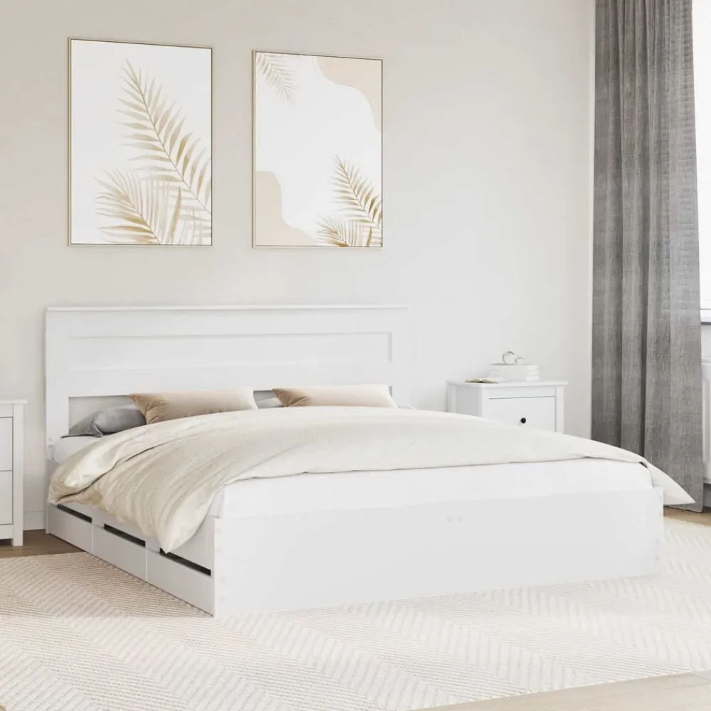 vidaXL Conjuntos De Muebles-Estructura de cama con cajón 200 x 200 cm Madera Ingenieril