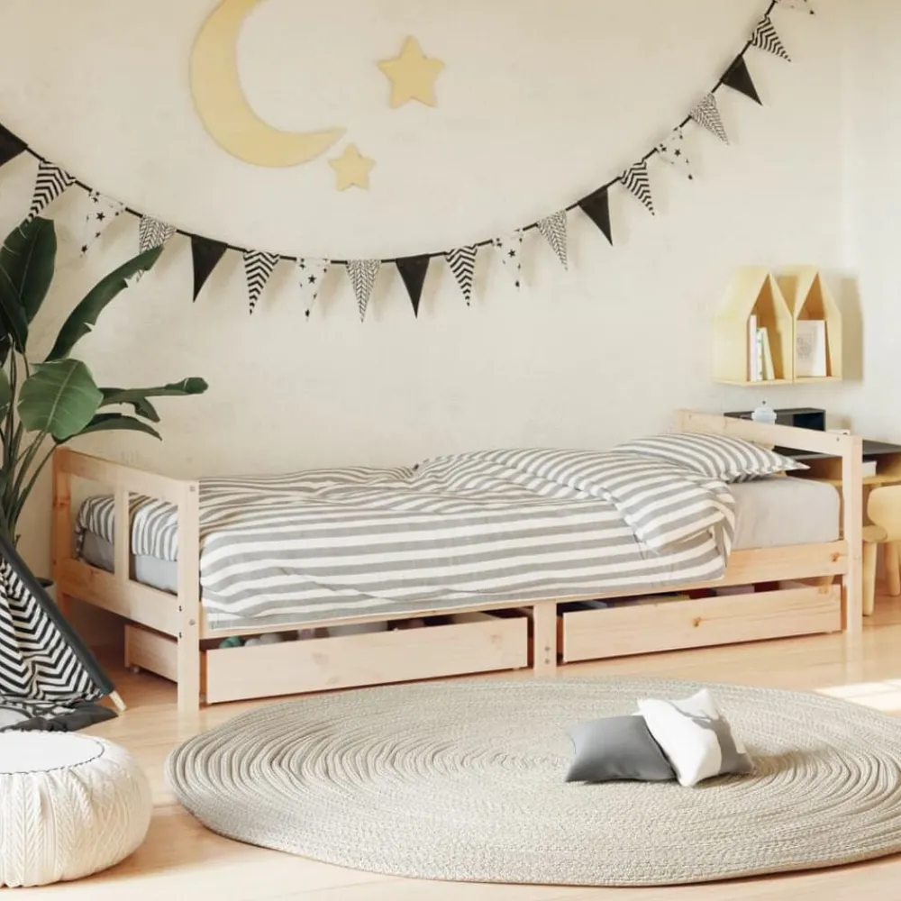 vidaXL Estructura de cama para niños con cajones madera pino 80x200 cm Natural Online