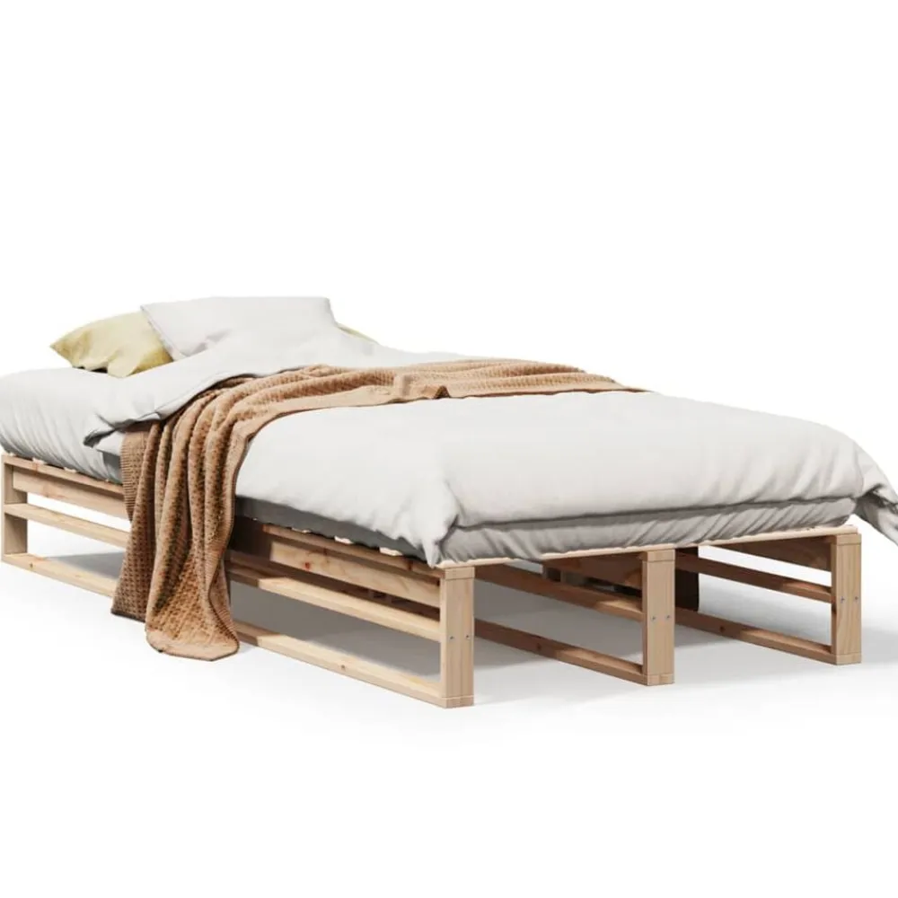 vidaXL Camas Y Accesorios-Estructura de cama sin colchón madera maciza de pino 90x200 cm