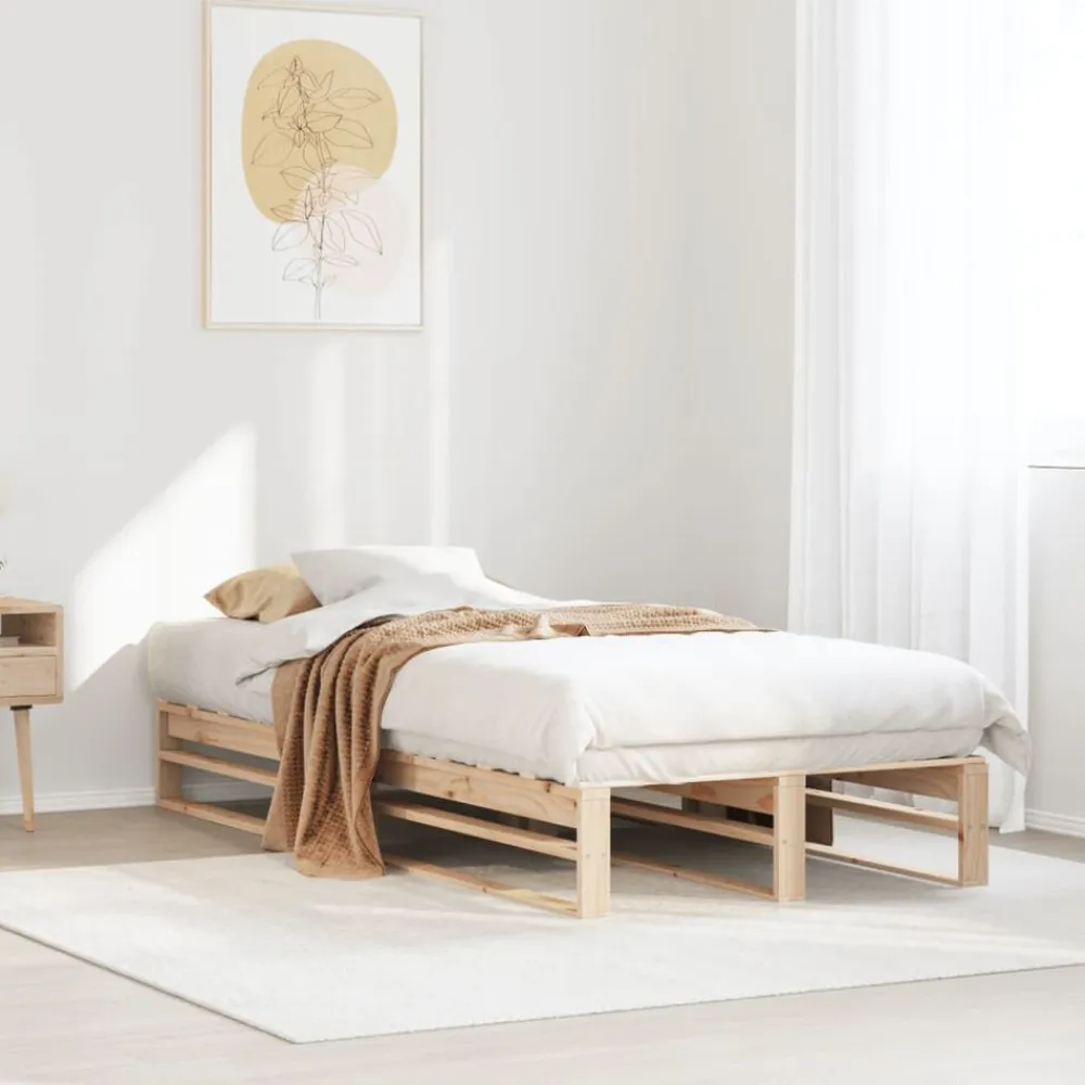 vidaXL Camas Y Accesorios-Estructura de cama sin colchón madera maciza de pino 90x200 cm