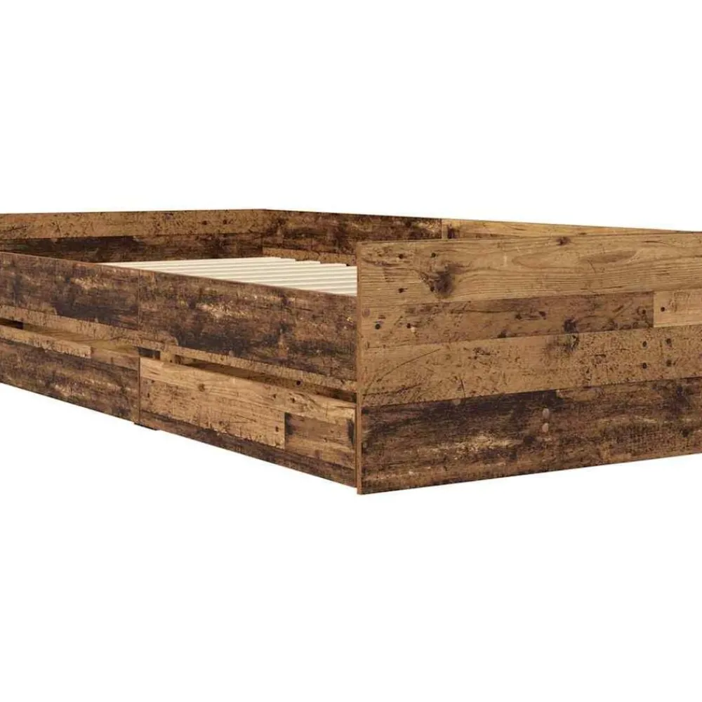 vidaXL Estructura de cama con cajón 100 x 200 cm Madera envejecida Hot
