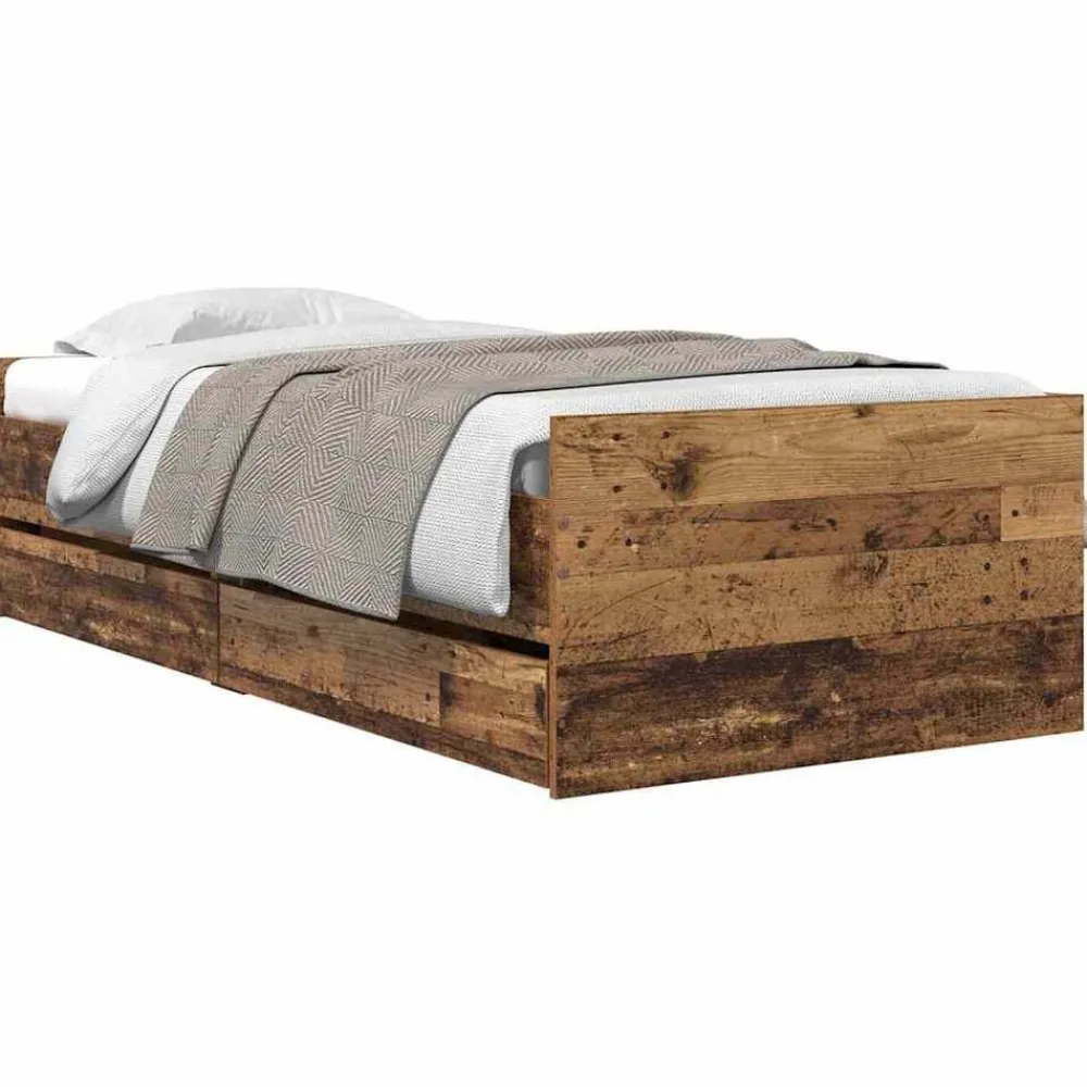 vidaXL Estructura de cama con cajón 100 x 200 cm Madera envejecida Hot