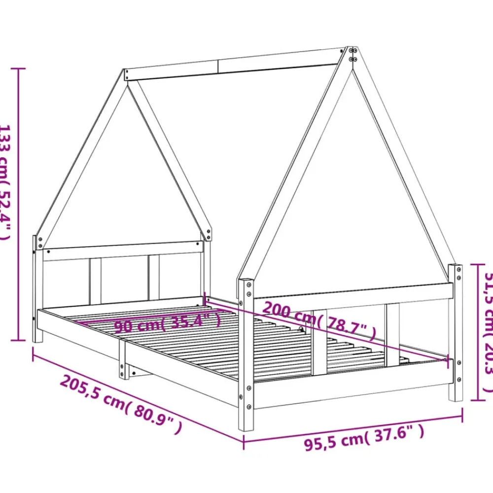 vidaXL Estructura de cama para niños madera de pino 90x200 cm Blanco Online