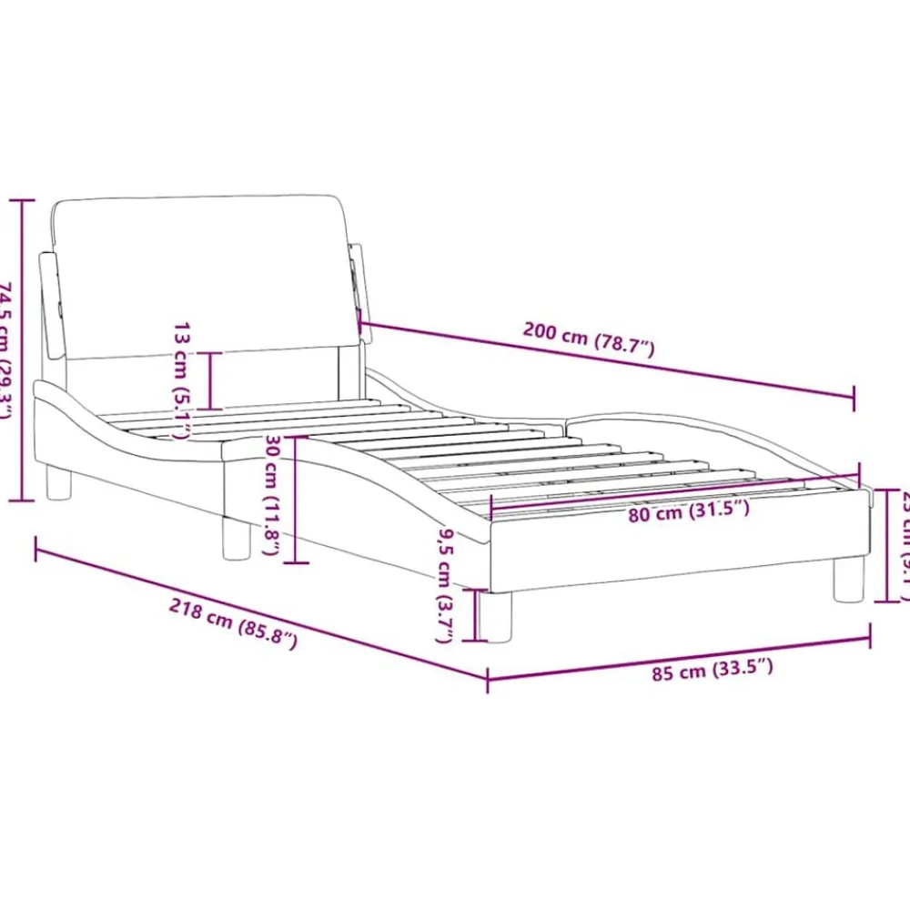 vidaXL Estructura de cama Dover terciopelo 80x200 cm Gris claro Best