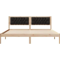 vidaXL Estructura de cama Negro 160 x 200 cm Madera de pino macizo Marrón y negro Discount