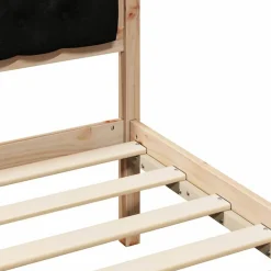 vidaXL Estructura de cama Negro 160 x 200 cm Madera de pino macizo Marrón y negro Discount