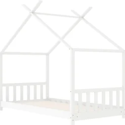 vidaXL Estructura de cama infantil madera maciza pino 70x140 cm Blanco