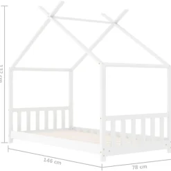 vidaXL Estructura de cama infantil madera maciza pino 70x140 cm Blanco