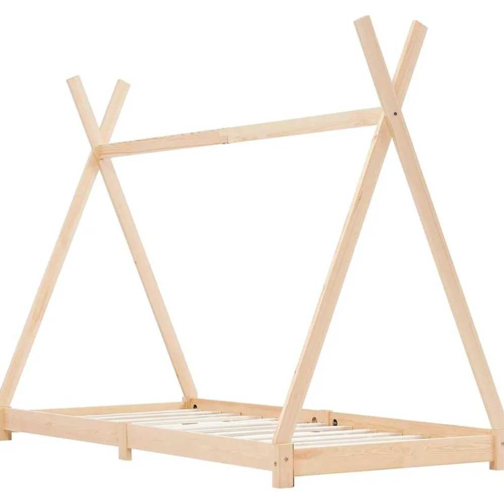 vidaXL Estructura de cama infantil de madera maciza de pino 70x140 cm Marrón New