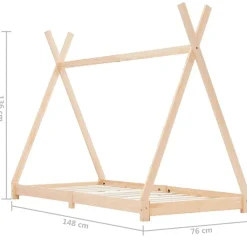 vidaXL Estructura de cama infantil de madera maciza de pino 70x140 cm Marrón New