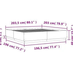 vidaXL Camas Y Accesorios-Estructura de cama con luces LED madera 200x200 cm