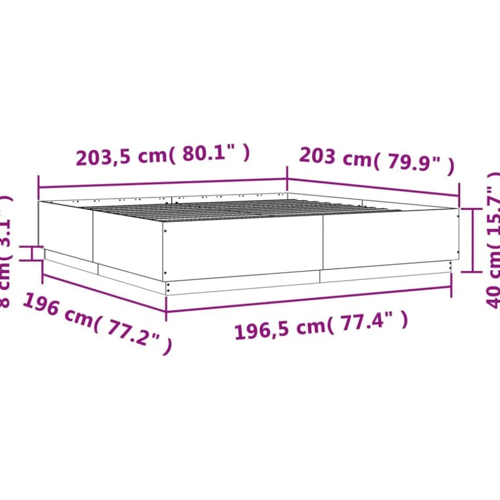 vidaXL Camas Y Accesorios-Estructura de cama con luces LED madera 200x200 cm