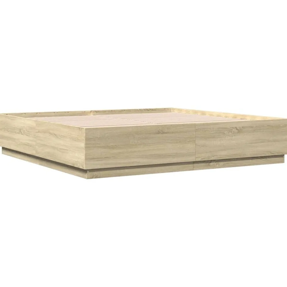 vidaXL Camas Y Accesorios-Estructura de cama con luces LED madera 200x200 cm