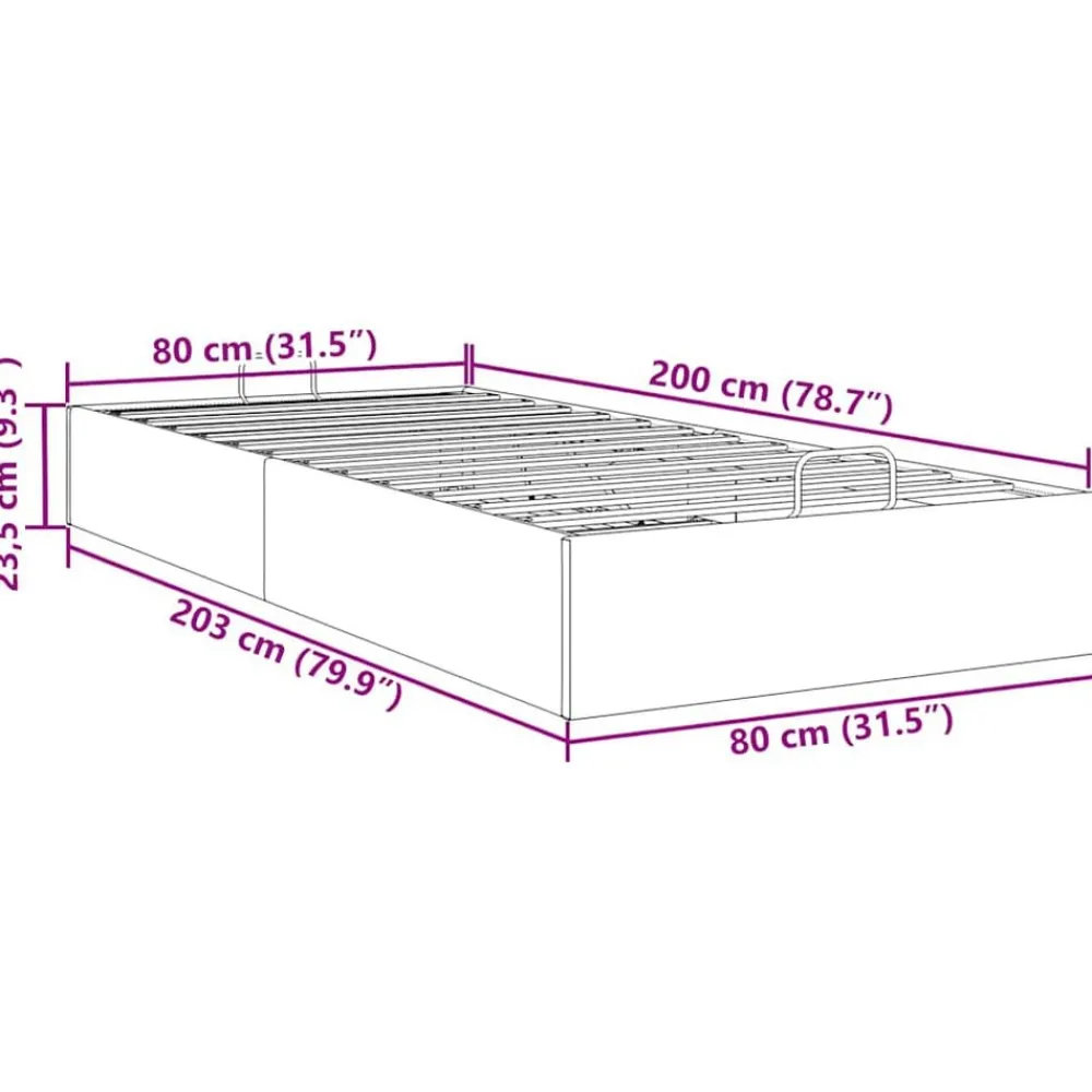 vidaXL Estructura de cama otomana sin colchón tela 80x200cm Crema Clearance