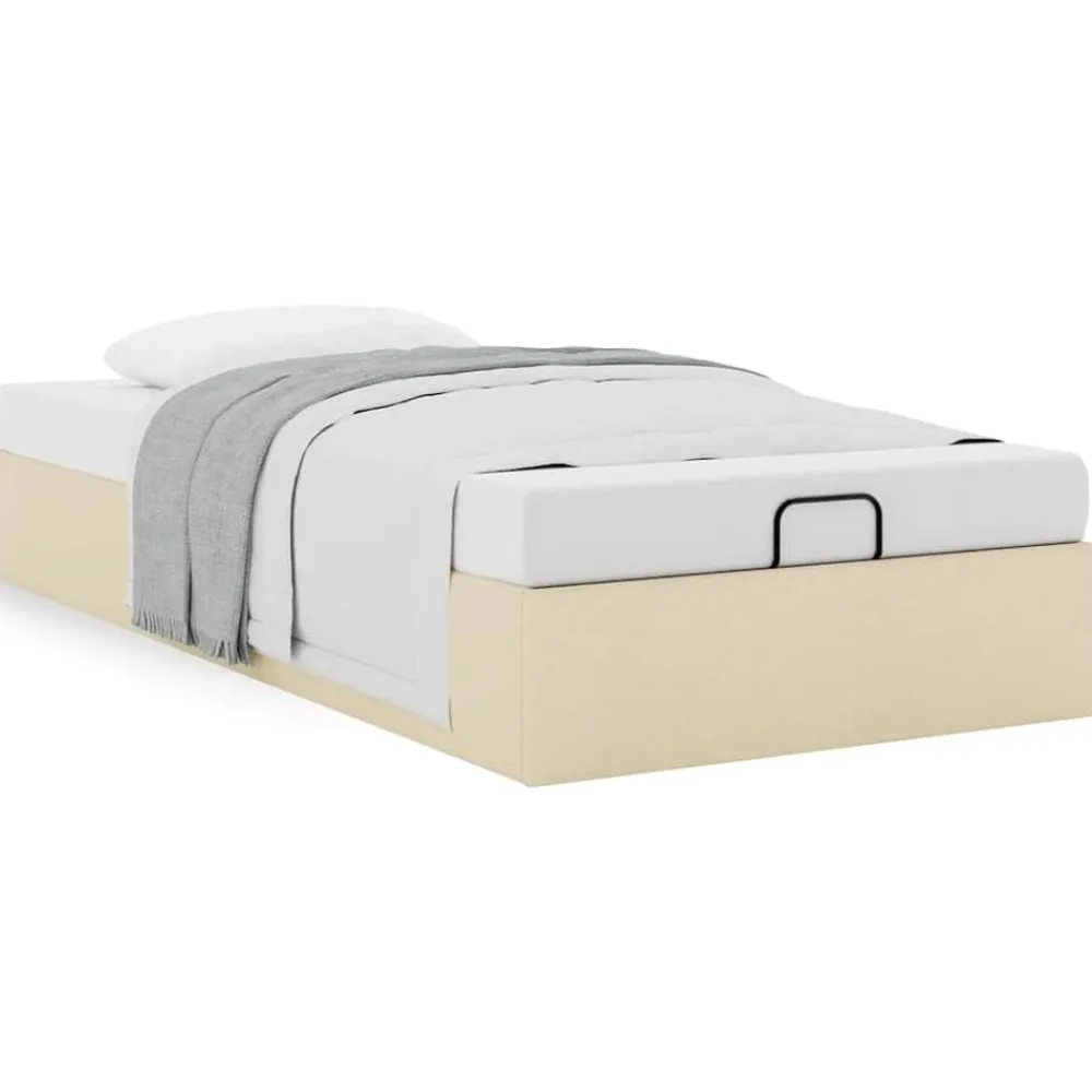 vidaXL Estructura de cama otomana sin colchón tela 80x200cm Crema Clearance