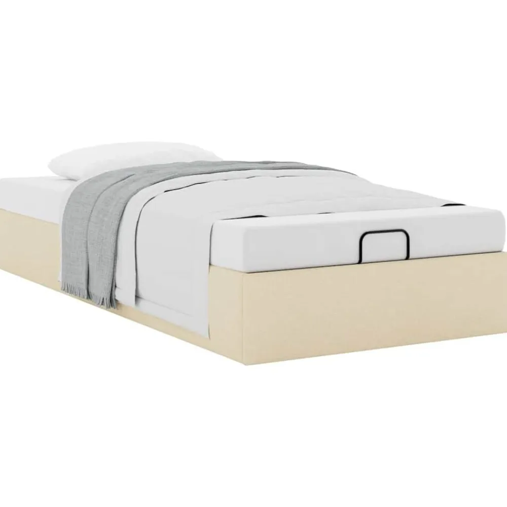 vidaXL Estructura de cama otomana sin colchón tela 80x200cm Crema Clearance