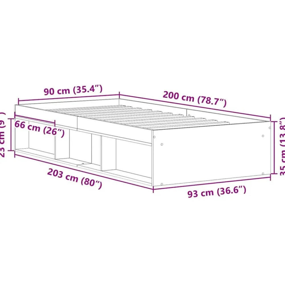 vidaXL Estructura de cama gris hormigón 90x200 cm Gris hormigón Hot
