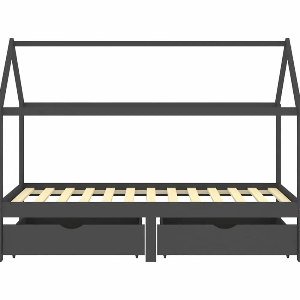 vidaXL Estructura de cama infantil y cajones madera pino gris 90x200cm Gris oscuro Sale