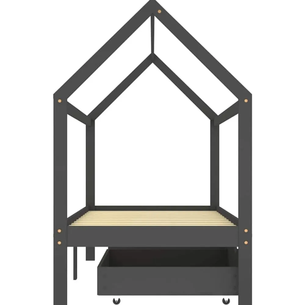 vidaXL Estructura de cama infantil y cajones madera pino gris 90x200cm Gris oscuro Sale