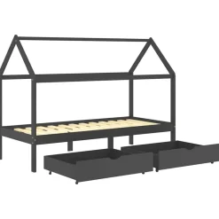 vidaXL Estructura de cama infantil y cajones madera pino gris 90x200cm Gris oscuro Sale