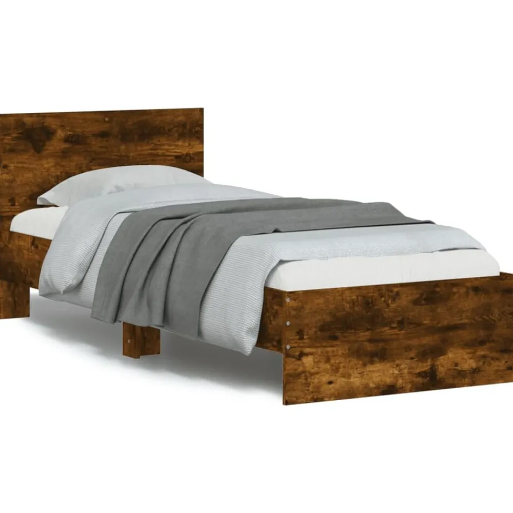 vidaXL Camas Y Accesorios-Estructura de cama cabecero luces LED 90x200 cm