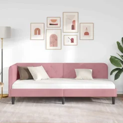vidaXL Estructura de cama en esquina 80 x 200 cm Terciopelo Rosa Clearance