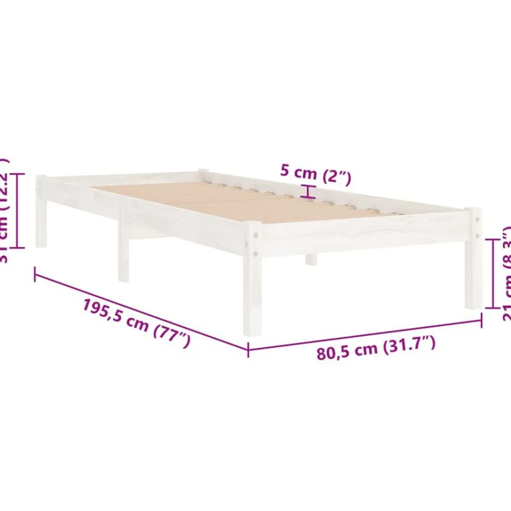 vidaXL Camas Y Accesorios-Estructura de cama individual pequeña sin colchón madera