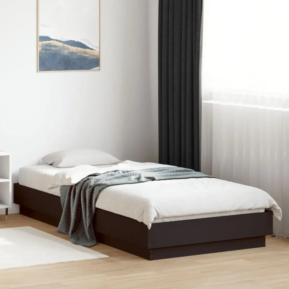 vidaXL Estructura de cama madera de ingeniería negra 100x200 cm Negro Outlet