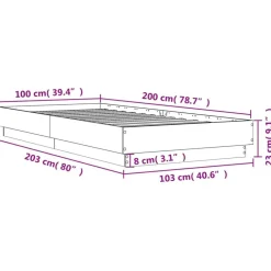 vidaXL Estructura de cama madera de ingeniería negra 100x200 cm Negro Outlet