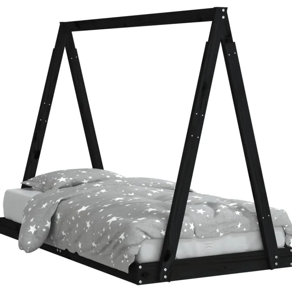 vidaXL Estructura de cama para niños madera de pino 80x160 cm Negro Outlet