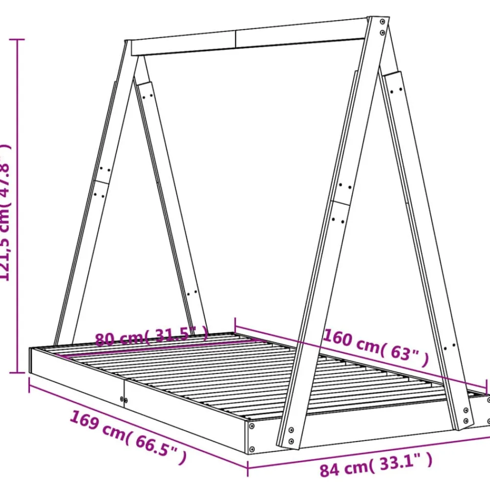 vidaXL Estructura de cama para niños madera de pino 80x160 cm Negro Outlet