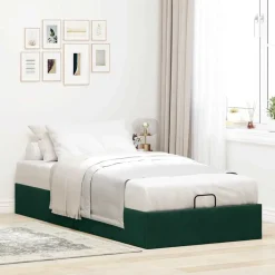 vidaXL Estructura de cama otomana sin colchón terciopelo Verde oscuro Outlet