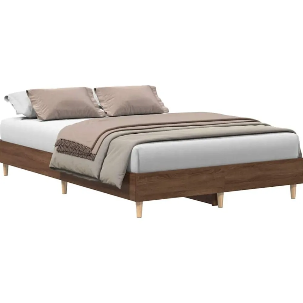 vidaXL Camas Y Accesorios-Estructura de cama sin colchón madera marrón roble 120x200 cm